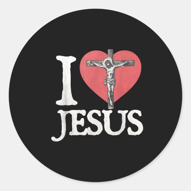 I Love Jesus Retro Christian Religious For Men Wom Classic Round Sticker (Front)