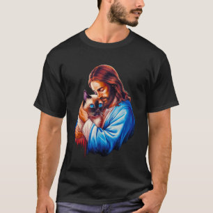 I Love Jesus & Siamese Cat Funny Christian God Ble T-Shirt