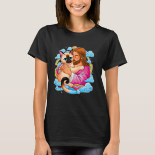 I Love Jesus & Siamese Cat Funny Christian Kids Gi T-Shirt