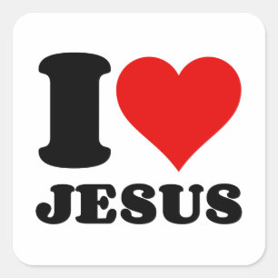 I LOVE JESUS SQUARE STICKER