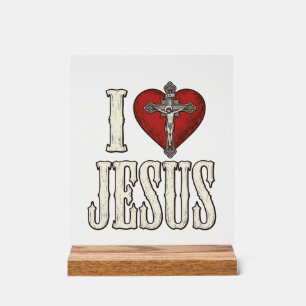 I Love Jesus Vintage Engraving Faith Shirt Design_ Acrylic Sign