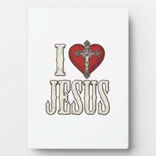 I Love Jesus Vintage Engraving Faith Shirt Design_ Plaque