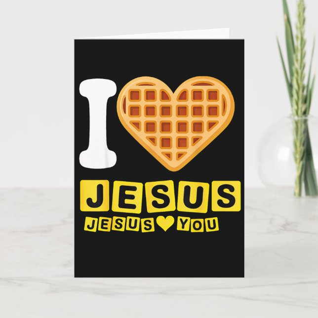 I Love Jesus Waffle Heart  Card (Front)