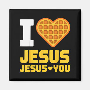 I Love Jesus Waffle Heart Funny Christian Breakfas Magnet