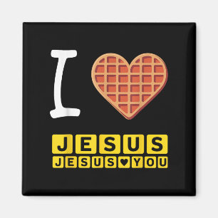 I Love Jesus Waffle Heart Funny Christian Breakfas Magnet
