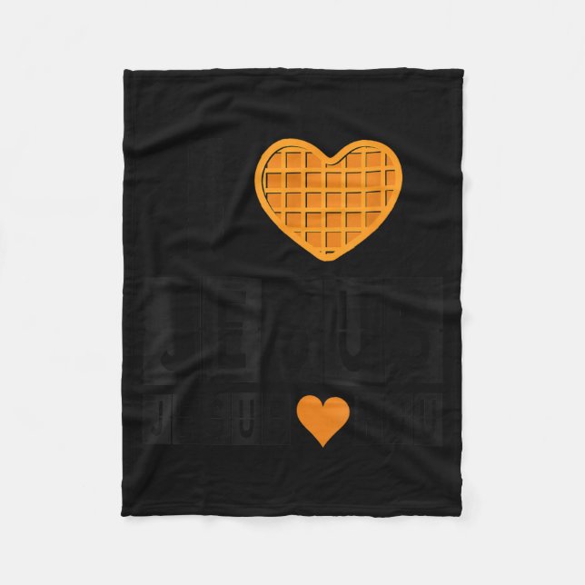 I Love Jesus Waffle Heart Jesus Loves You Funny Br Fleece Blanket (Front)