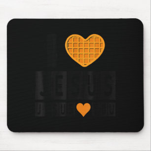 I Love Jesus Waffle Heart Jesus Loves You Funny Br Mouse Mat