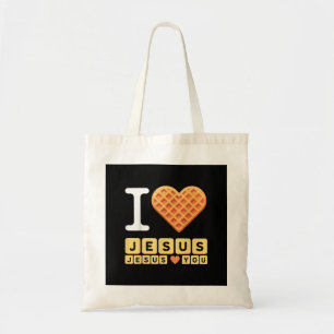 I Love Jesus Waffle Heart Tote Bag