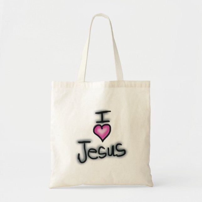 I Love Jesus With Pink Heart  Tote Bag (Front)