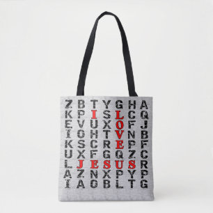 I Love Jesus Word Search Christian Print Bag