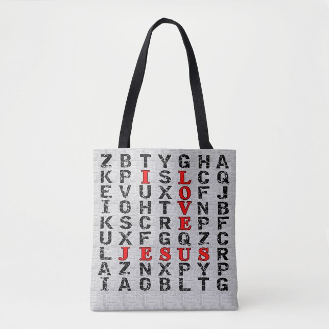 I Love Jesus Word Search Christian Print Bag (Front)