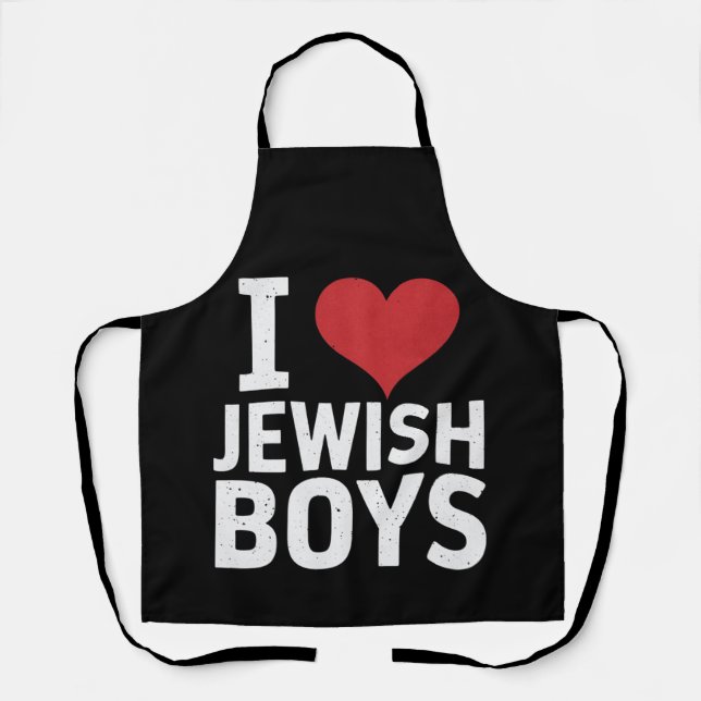 I Love Jewish Boys I Heart Jewish Boys Hanukkah Apron (Front)