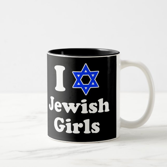 I Love Jewish Girls Two-Tone Coffee Mug (Right)