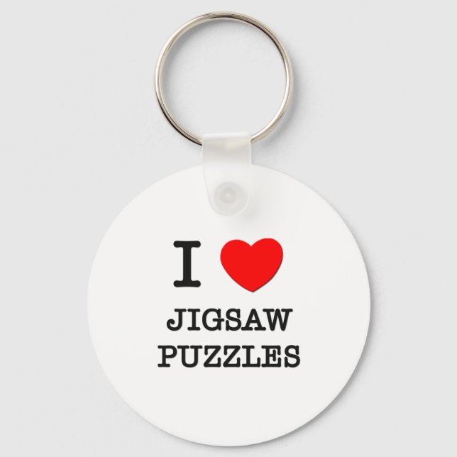 I Love Jigsaw Puzzles Key Ring (Front)