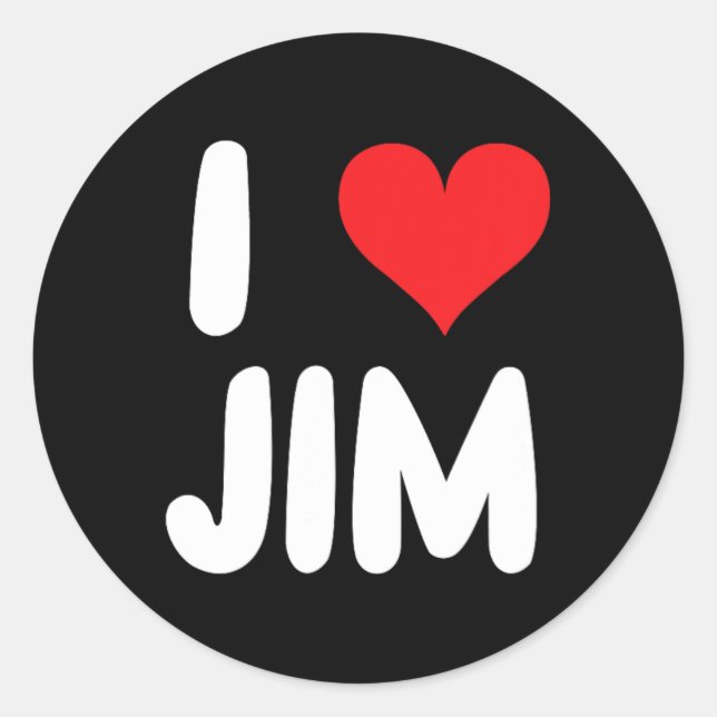 I Love Jim - Heart - Name  Classic Round Sticker (Front)