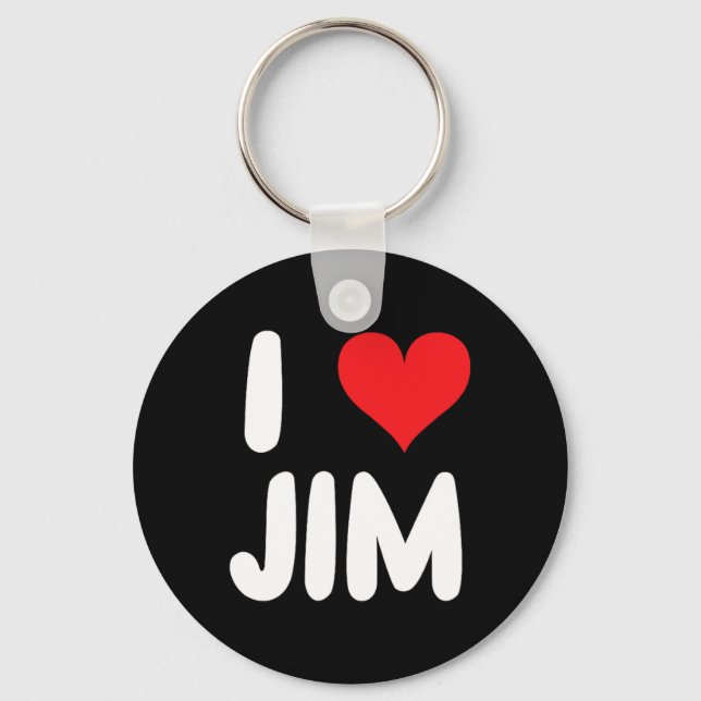 I Love Jim - Heart - Name  Key Ring (Front)