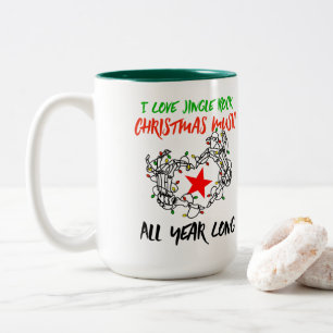 I Love Jingle Rock Christmas Music All Year Long Two-Tone Coffee Mug