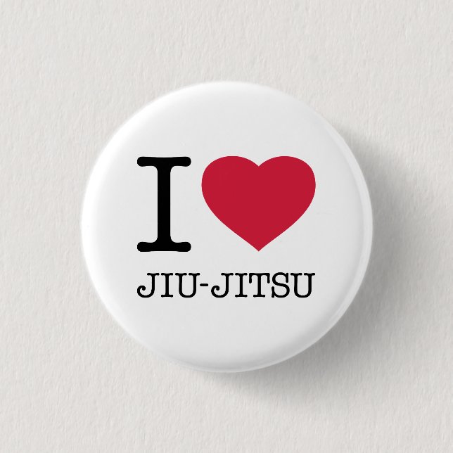 I LOVE JIU JITSU 3 CM ROUND BADGE (Front)