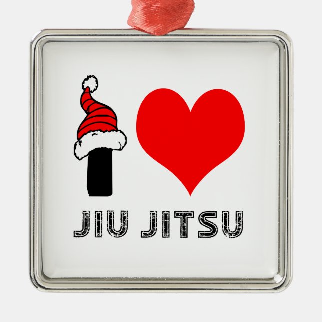I Love Jiu-Jitsu Design Metal Tree Decoration (Front)