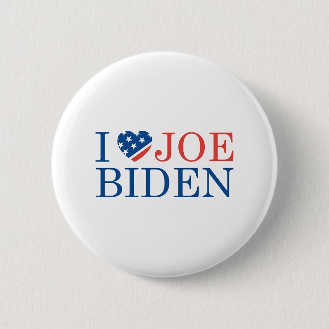 I Love Joe Biden 2020 6 Cm Round Badge (Front)