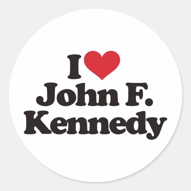 I Love John F Kennedy Classic Round Sticker (Front)