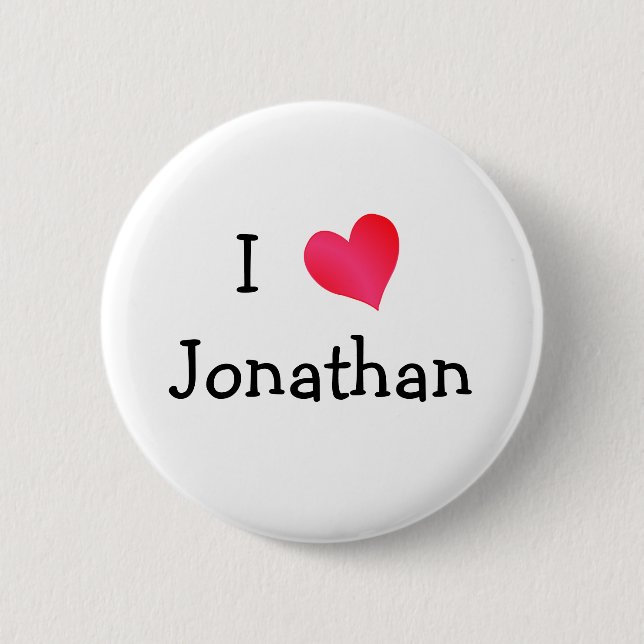 I Love Jonathan 6 Cm Round Badge (Front)