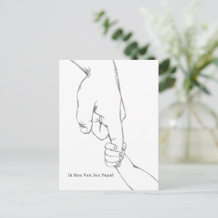 I love Jou Papa Line drawing Hands Map Postcard