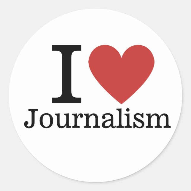 I ❤️ Love Journalism for Student/Faculty Classic Round Sticker (Front)