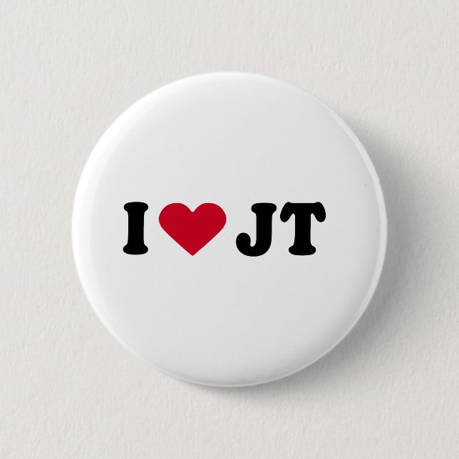 I LOVE JT 6 CM ROUND BADGE (Front)