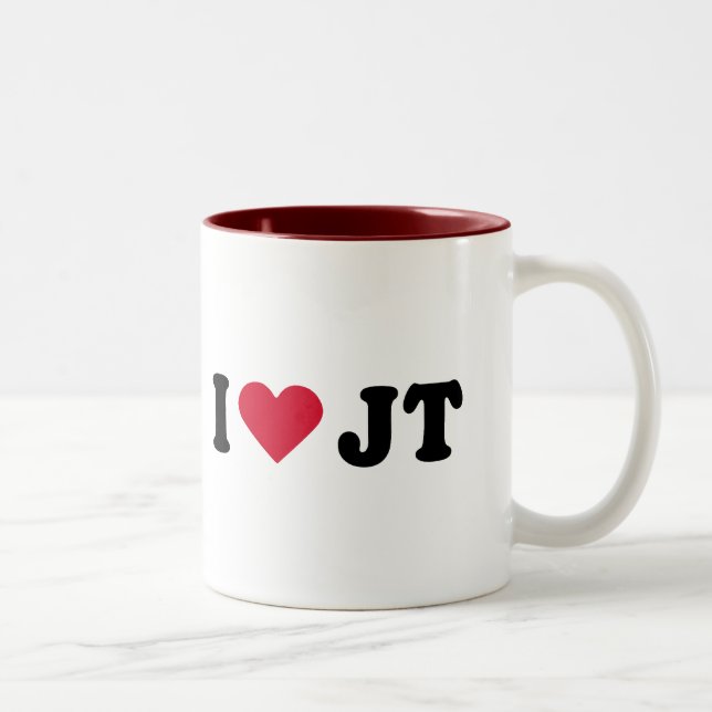 I LOVE JT Two-Tone COFFEE MUG (Right)