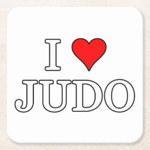 I Love Judo Square Paper Coaster