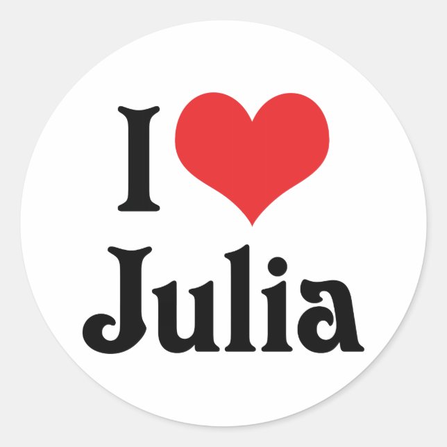 I Love Julia Classic Round Sticker (Front)
