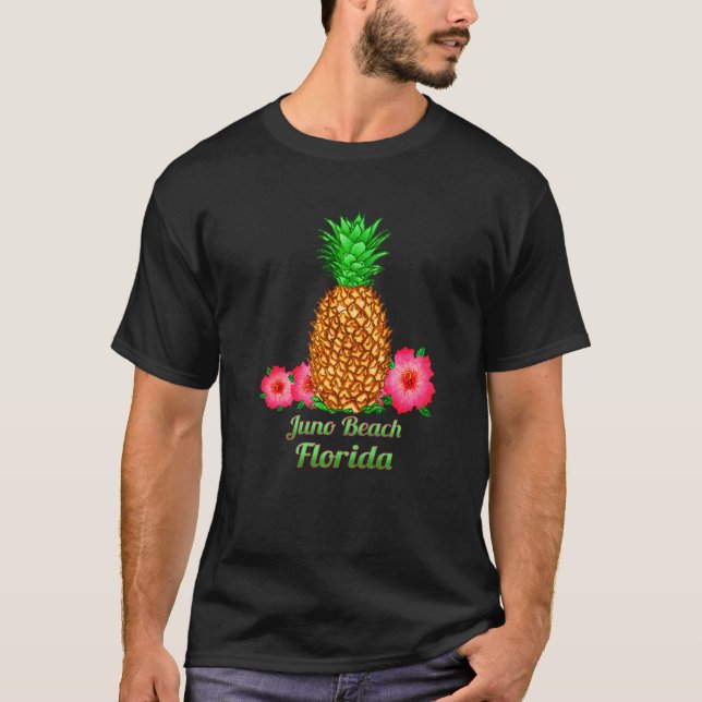 I Love Juno Beach Florida Fl Pineapple Floral T-Shirt (Front)