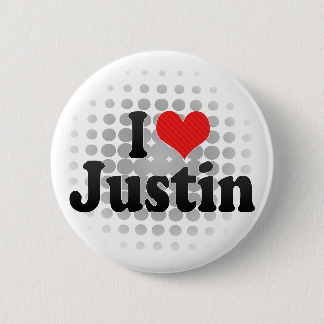 I Love Justin 6 Cm Round Badge (Front)