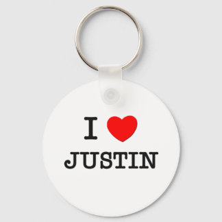 I Love Justin Key Ring