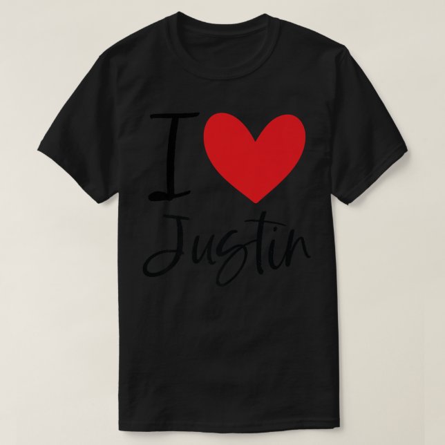 I Love Justin Name Personalised Girl Woman BFF Fri T-Shirt (Design Front)