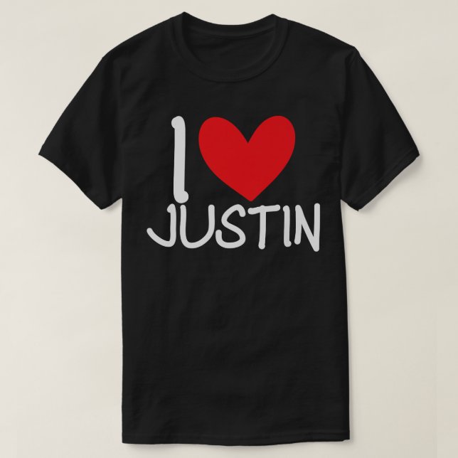 I Love Justin Name Personalised Men Guy BFF Friend T-Shirt (Design Front)