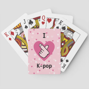 I Love K-pop Pink Finger Heart Playing Cards