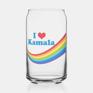 I Love Kamala Cute Election Rainbow Can Glass