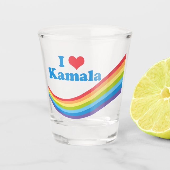 I Love Kamala Cute Election Rainbow Shot Glass (Front)