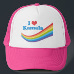 I Love Kamala Cute Election Rainbow Trucker Hat<br><div class="desc">A beautiful Kamala Harris rainbow hat for the 2024 election that reads I Love Kamala. Cute and colourful support for our vice president.</div>