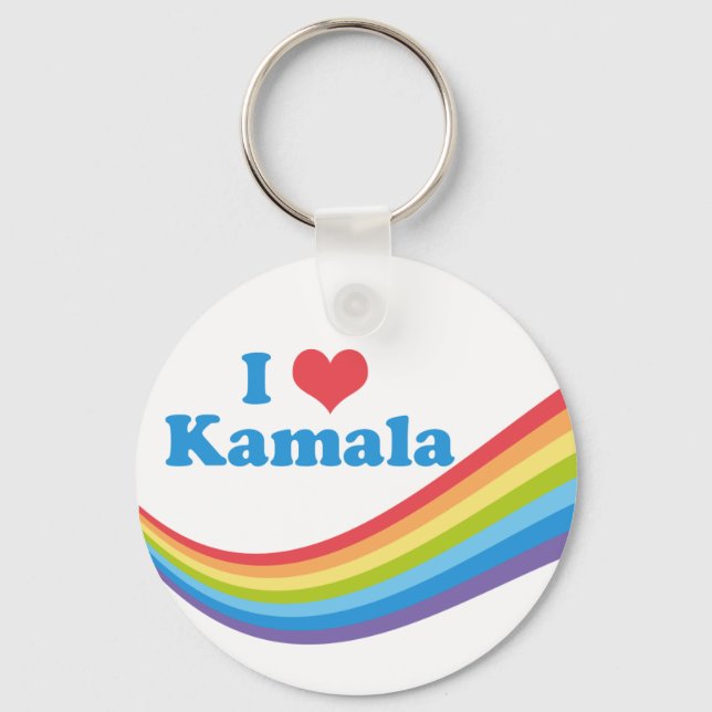 I Love Kamala Harris Rainbow Democrat Women Key Ring (Front)