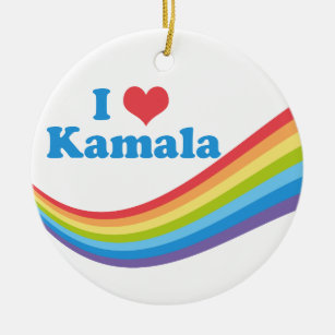 I Love Kamala Harris Rainbow Wave Ceramic Tree Decoration