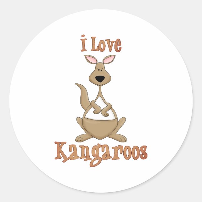 I Love Kangaroos Classic Round Sticker (Front)
