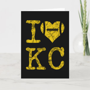 I Love Kansas City Heart Football Valentines Day Card