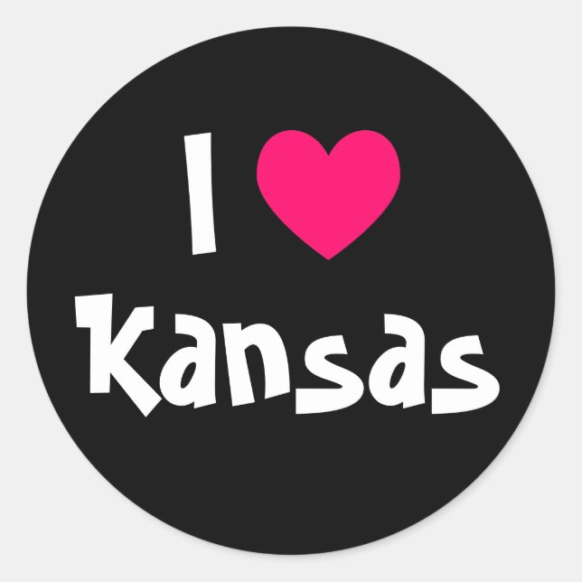 I Love Kansas Classic Round Sticker (Front)
