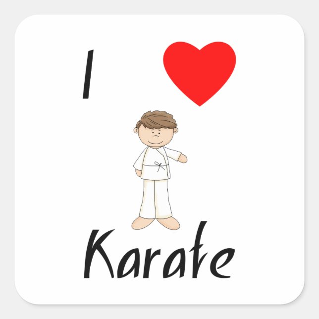 I Love Karate (4) Square Sticker (Front)