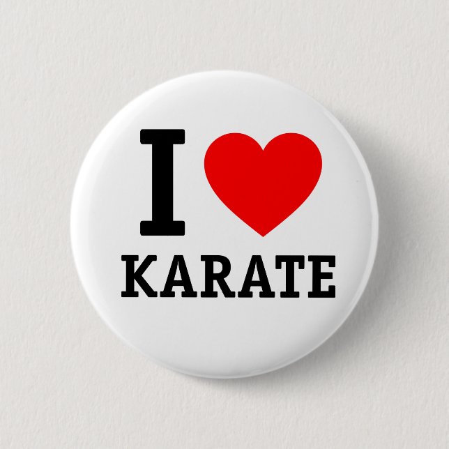 I Love Karate 6 Cm Round Badge (Front)