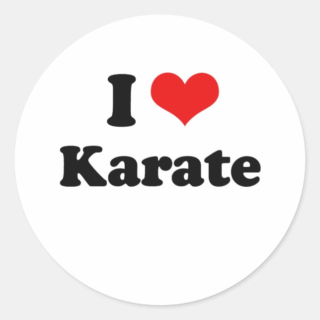 I Love Karate Tshirt Classic Round Sticker (Front)
