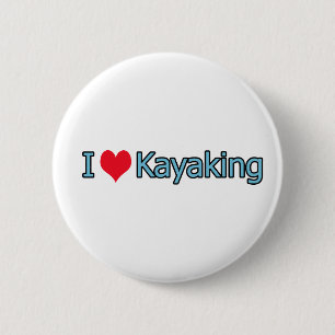 I Love Kayaking Logo 6 Cm Round Badge
